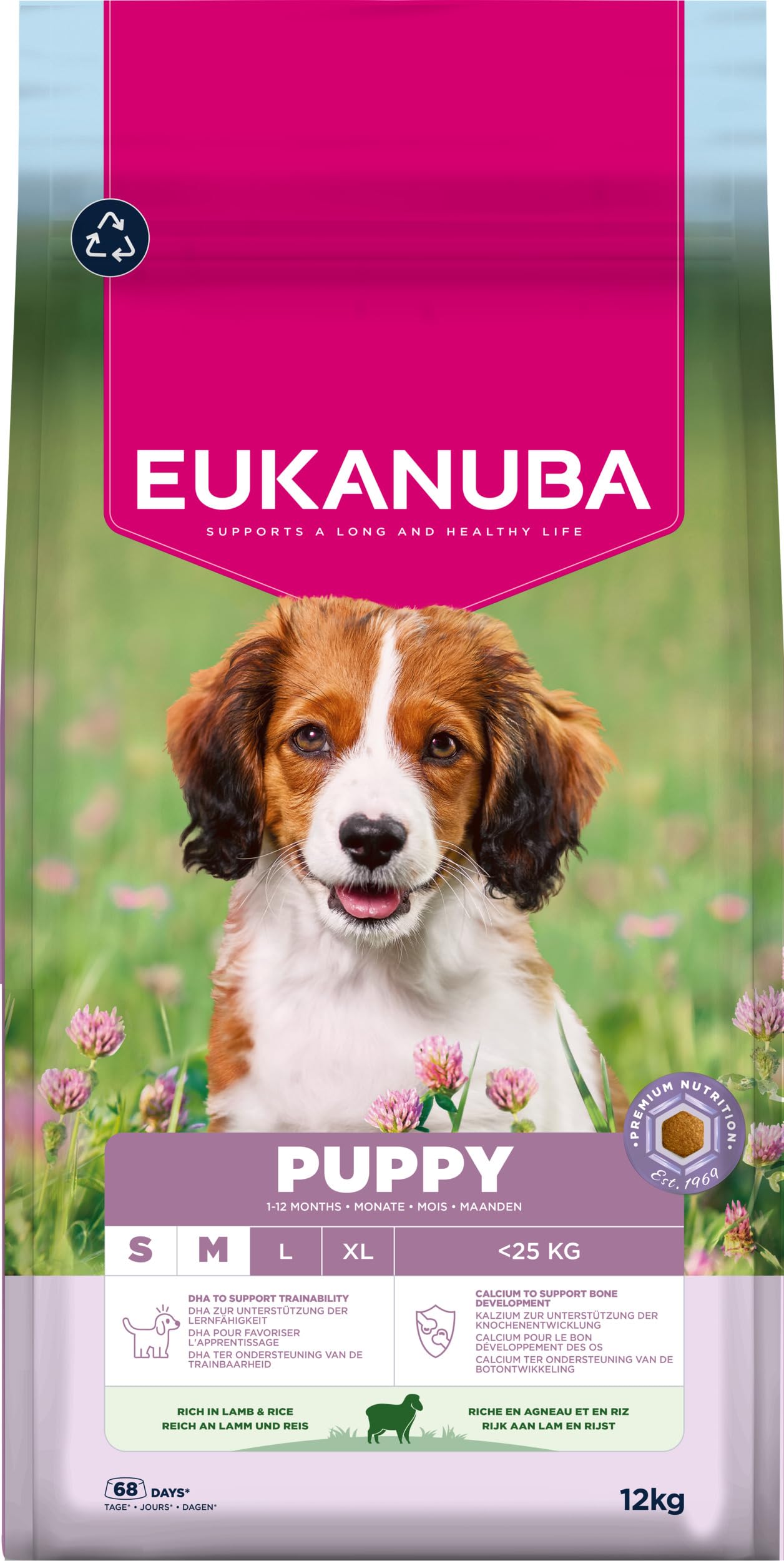 Eukanuba, alimento para Cachorros con Cordero y arroz para Razas pequeñas y Medianas - Alimento seco Premium para Perros Junior, 12 kg