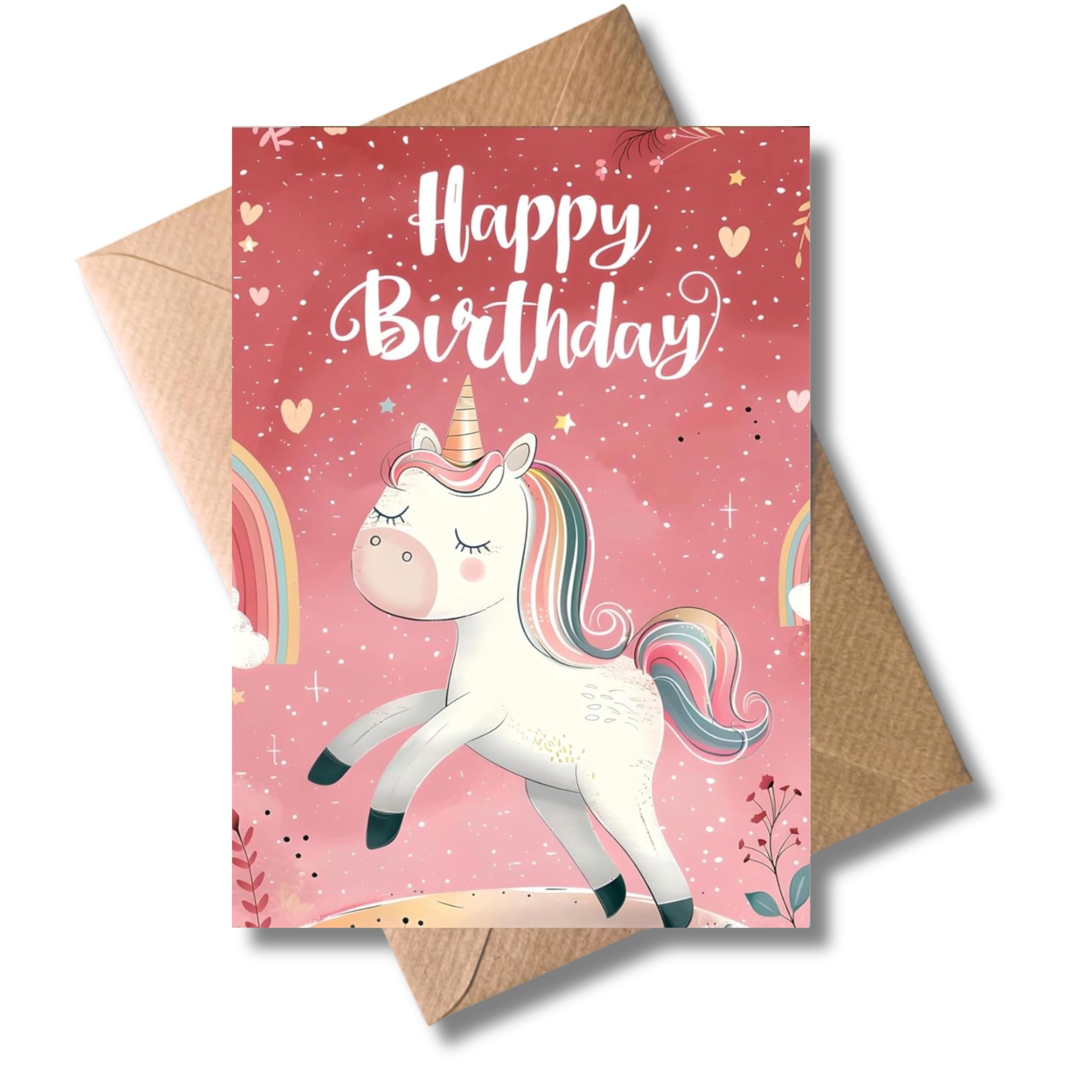 Biglietto Di Compleanno WBdesignz Con Unicorno – 'Wish You A Magical Birthday' Con Busta Kraft DIN A6 - copertina