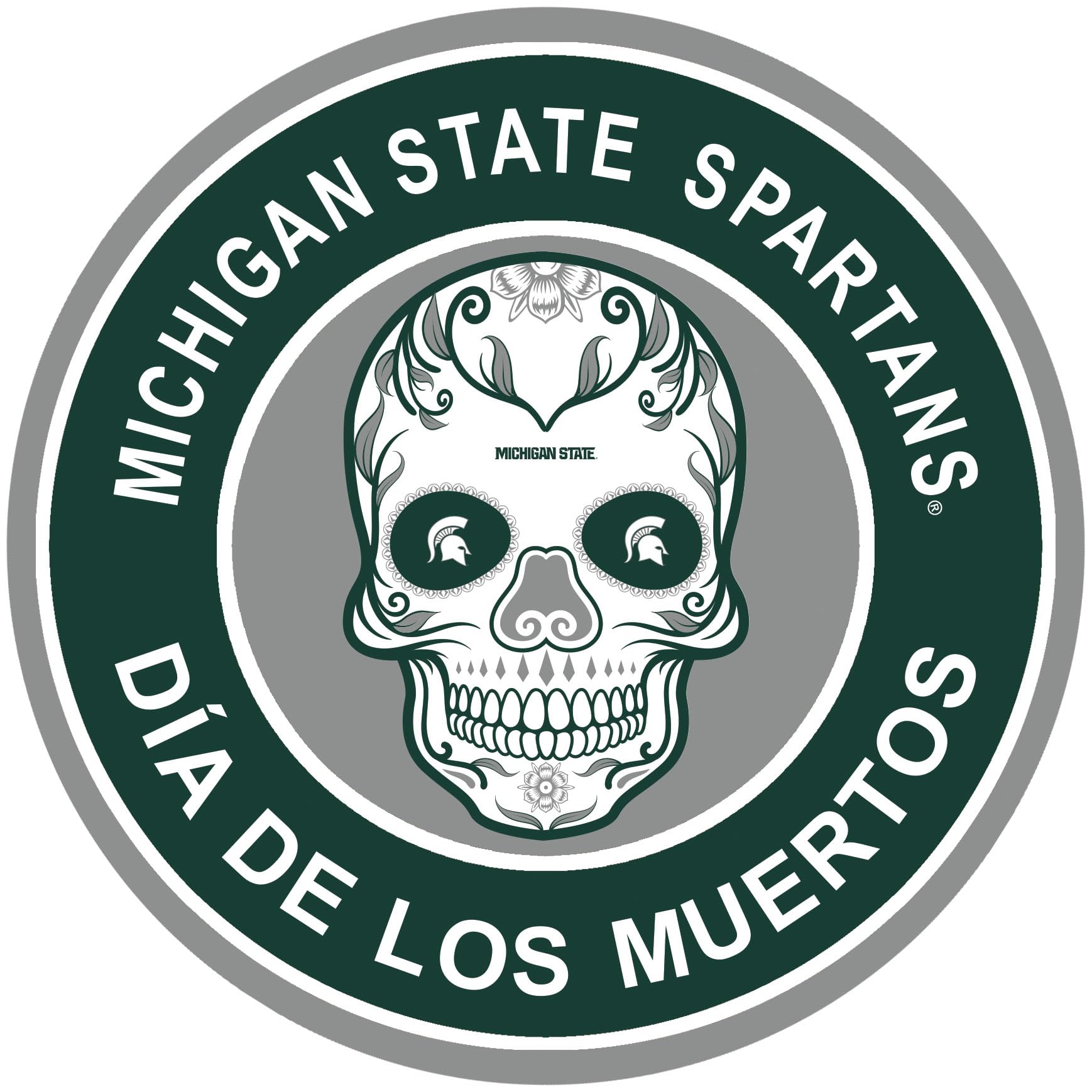 Fan Creations MichiganState 16in Round Sugar Skull Home Decor Sign