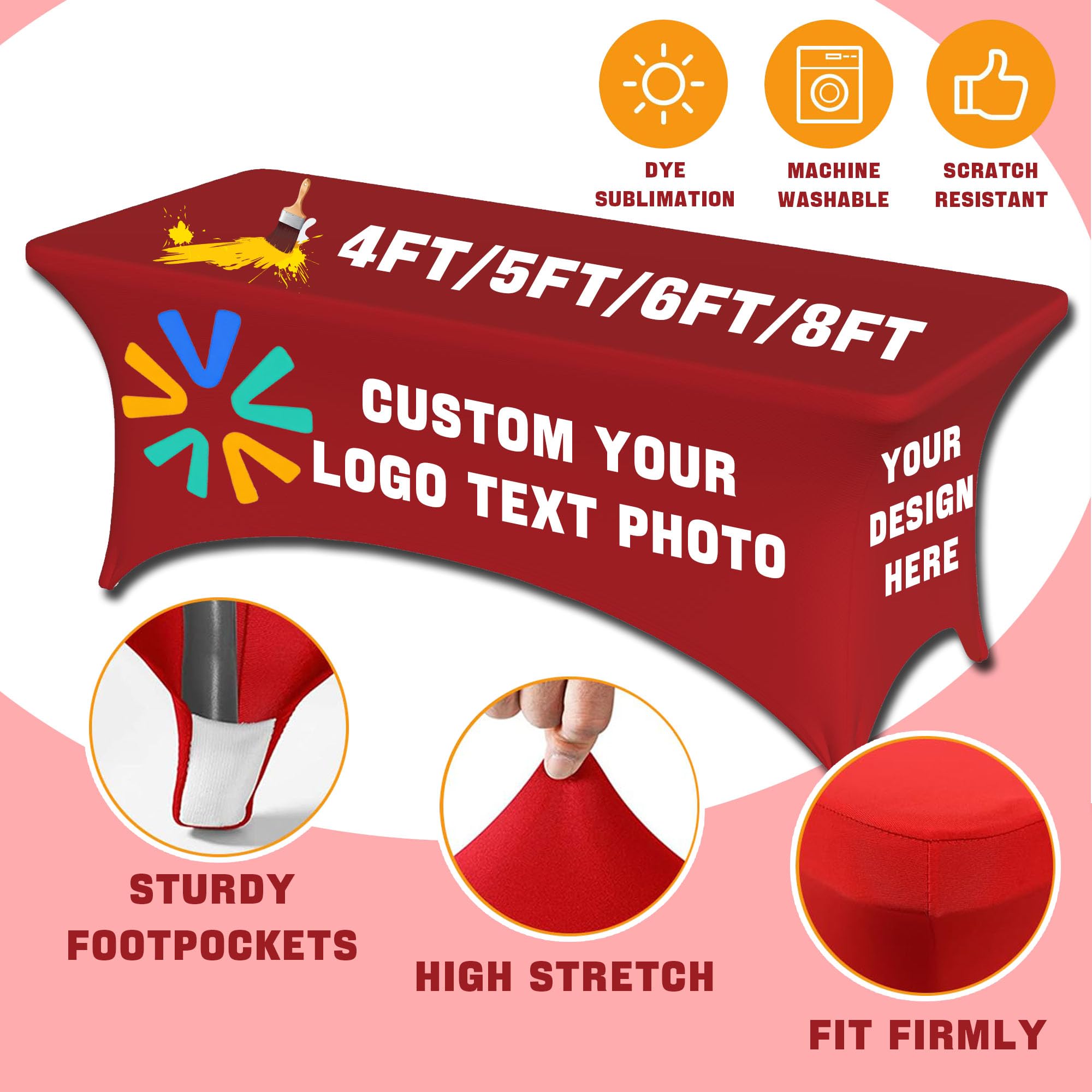 HARVEST HOUSE Nappe De Table Personnalisée, 4FT 5FT 6FT 8FT