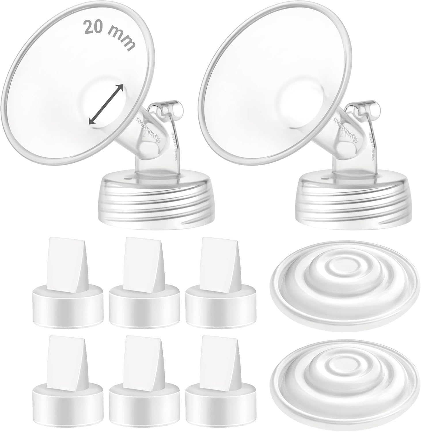 Maymom Pump Parts Compatible with Spectra S1 Spectra S2 Spectra Incl Wide Mouth Flange (20 mm) Duckbill Valve Silicone Membrane Replacement Parts Not Original Spectra Shield Parts