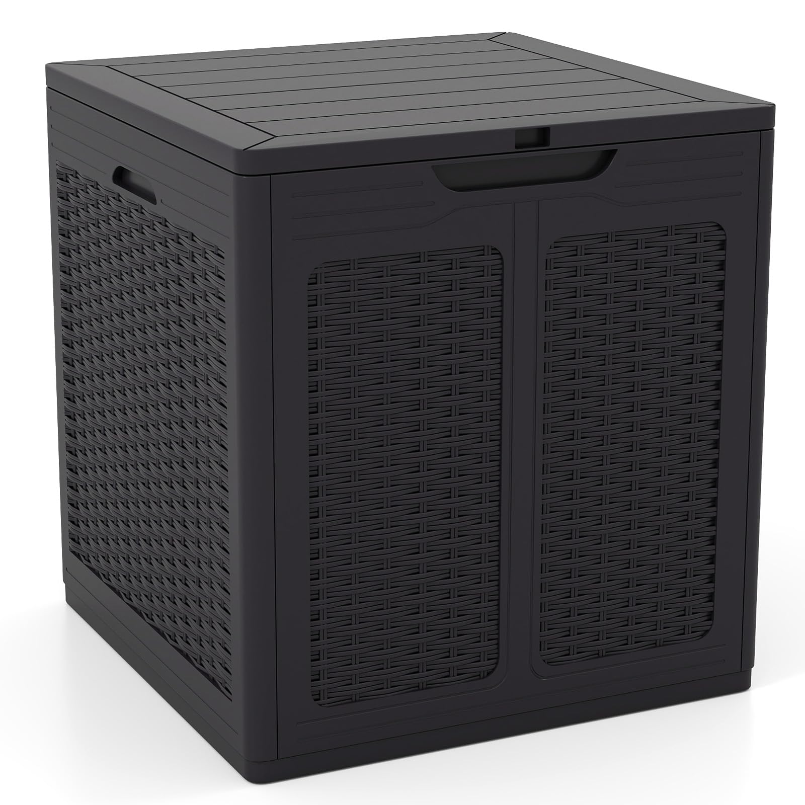 GIANTEX Baule da Giardino 145 L, Baule da Esterno con Coperchio con Coperchio Bloccabile, Contenitore per Cuscini in Plastica, Multibox Impermeabile Esterni, 56X56X61 cm