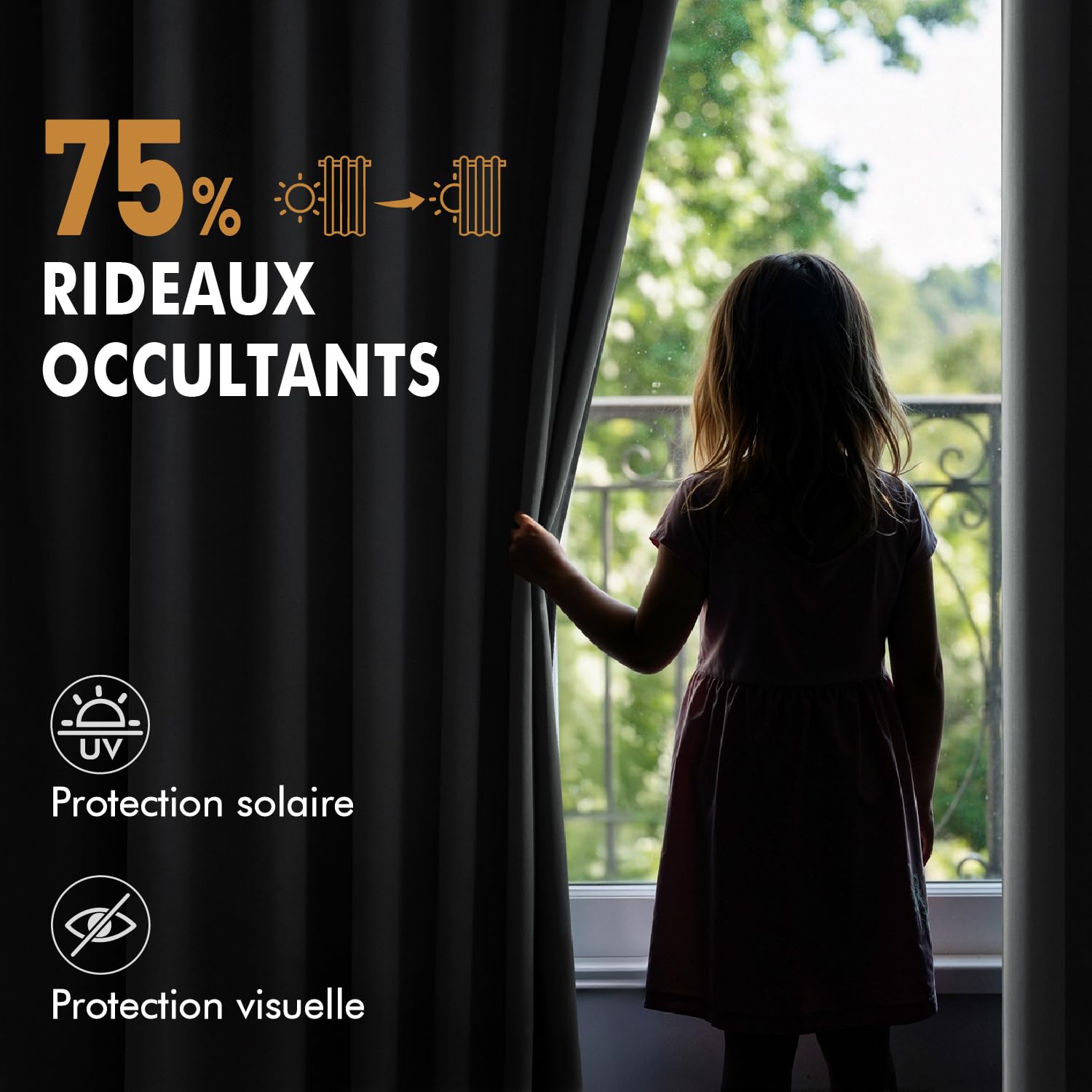 MIULEE Rideaux d'extérieur imperméable à Double Oeillets Protection Solaire Rideau Impermeable Exterieur pour pergola extérieur Balcon Cour Porche, 132 x 215 cm, Lot de 2, Gris