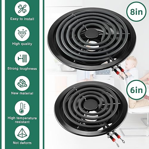 Miniatura 6 de MIFLUS Black Burner - Sartenes de goteo 5304430149 (6 pulgadas), 5304430150 (8 pulgadas) y quemadores de estufa eléctrica MP15YA (6 pulgadas) MP21YA