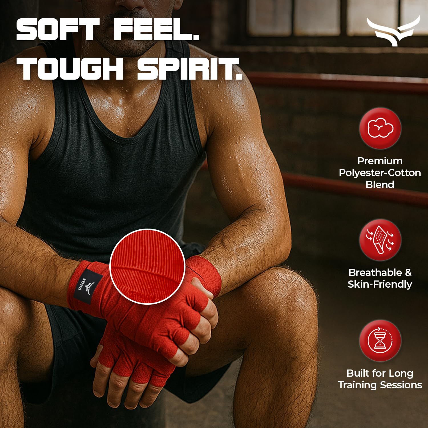 Boxing Hand Wrap, Red, 2.5 mtr 1