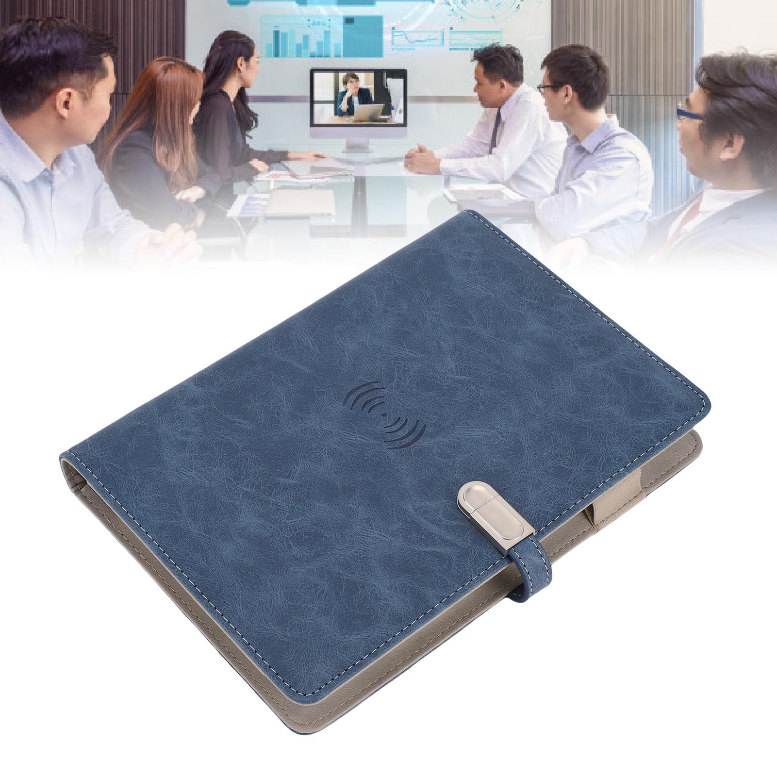 Zerodis Carnet à Chargement sans Fil, Batterie Rechargeable de 8 000 mAh avec Câble de Chargement 3 en 1, 80 Feuilles (160 pages), Veilleuse Intégrée et Reliure pour Documents, Billets