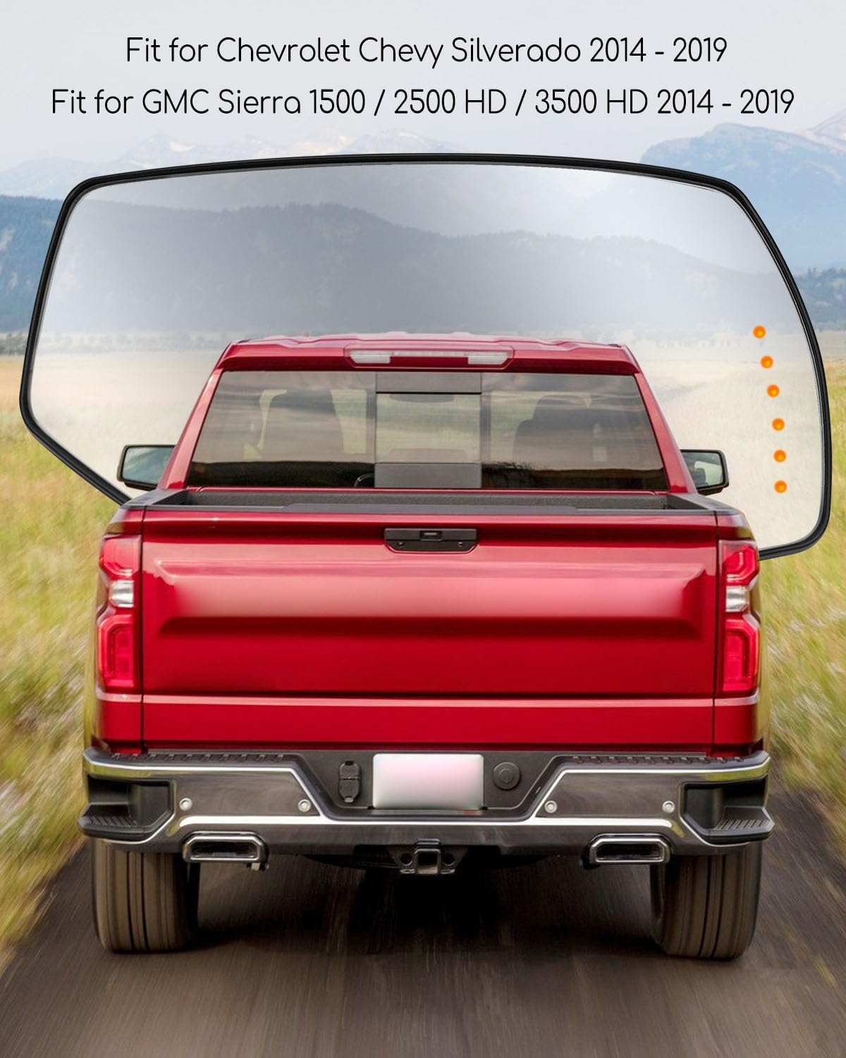 TIKSCIENCE Passenger Side Mirror Fit for Chevrolet Silverado GMC Sierra 1500 2500 HD 3500 HD 2014-2019 Power Heated Rear View Mirror Glass with LED Signal Light Replace 22919749 GM1325146