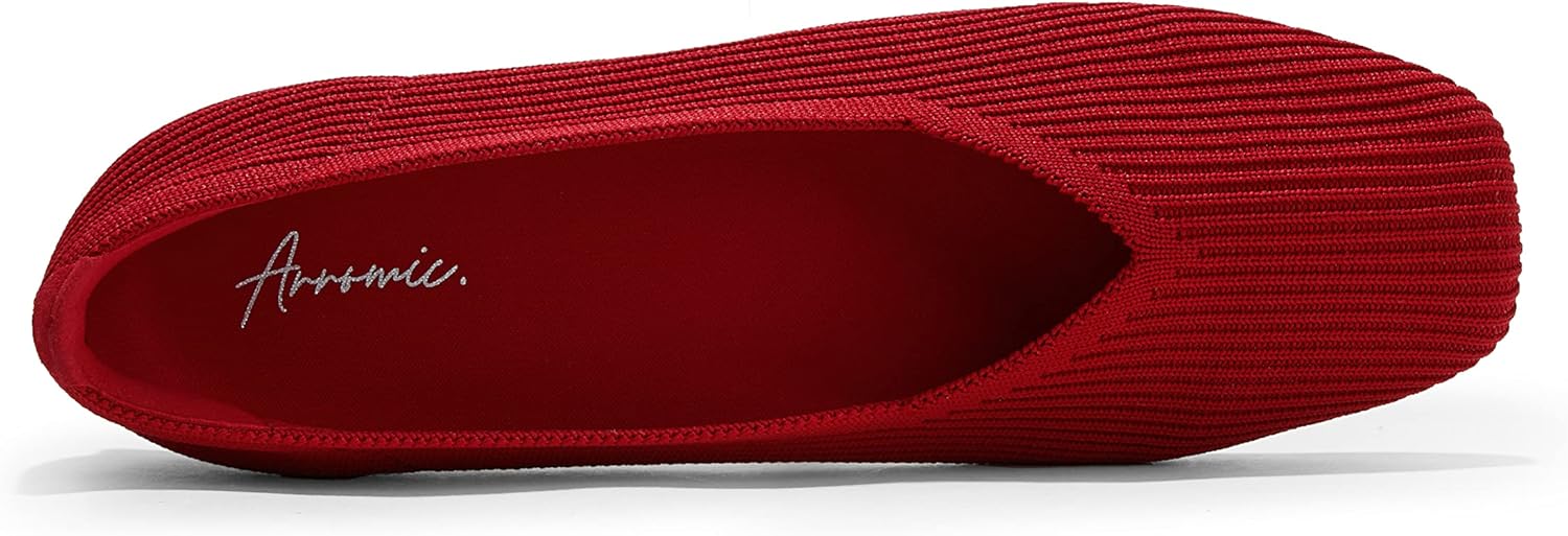 Arromic Flats Shoes for Women, Square Toe Ballet Flats Shoes, Washable Comfortable Knit Flats for Women, Soft Slip on Black Flats for Dressy Wedding Work Office Casual Size 8 - Image 5