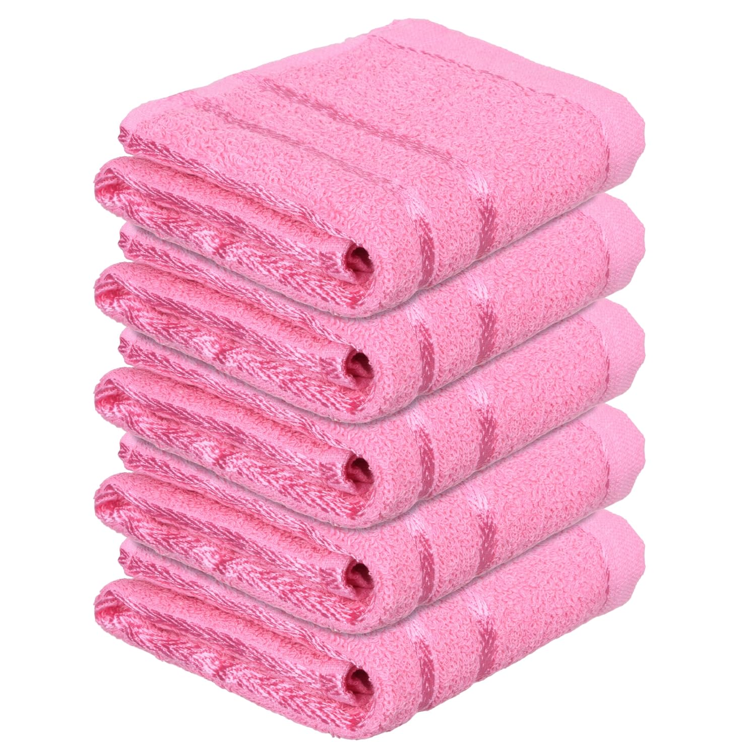 Kuber Industries Face Towel for Facewash, Gym, Travel, Daily Use - Workout Hand Towel With Lining Design - 14x21 Inch, Pack of 5, Pink-image-15