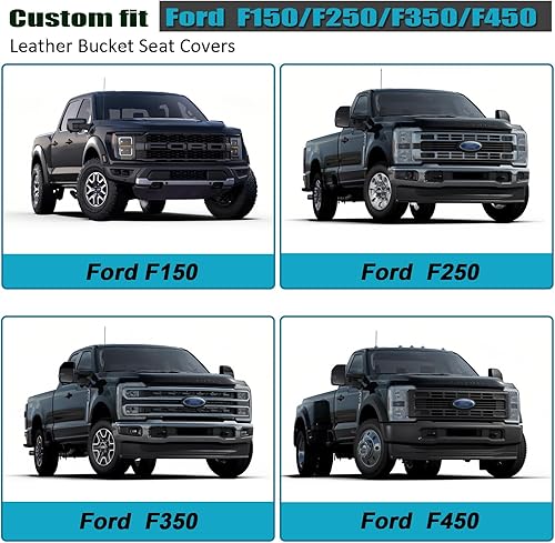Miniatura 10 de GIANT PANDA Fundas de asiento delantero de automóvil, ajuste personalizado para Ford F150 2009-2023 y 2017-2023 F250 F350 F450 Super Crew Cab Pickup