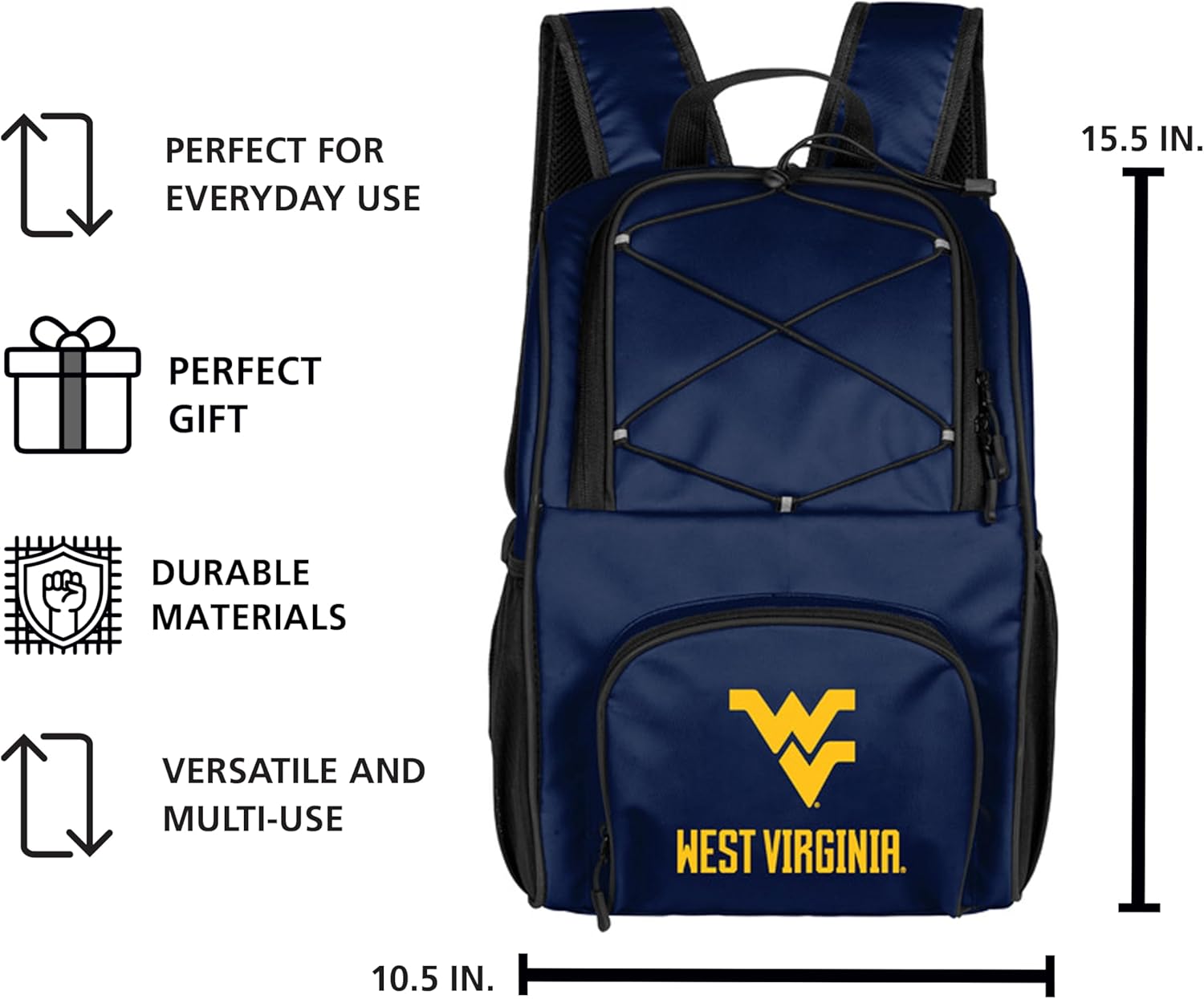 Logo Brands NCAA 24-Can Flex Backpack Cooler – Leak-Proof Lining, Bungee Cord Top & Shoulder Straps – Portable Cooler for Tailgates, Beach & Outdoor Events