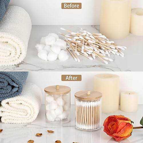 Miniatura 8 de Hipiwe Paquete de 2 recipientes de acrílico para baño, dispensador transparente de baño con tapa, recipientes de plástico para baño, juego de tarros