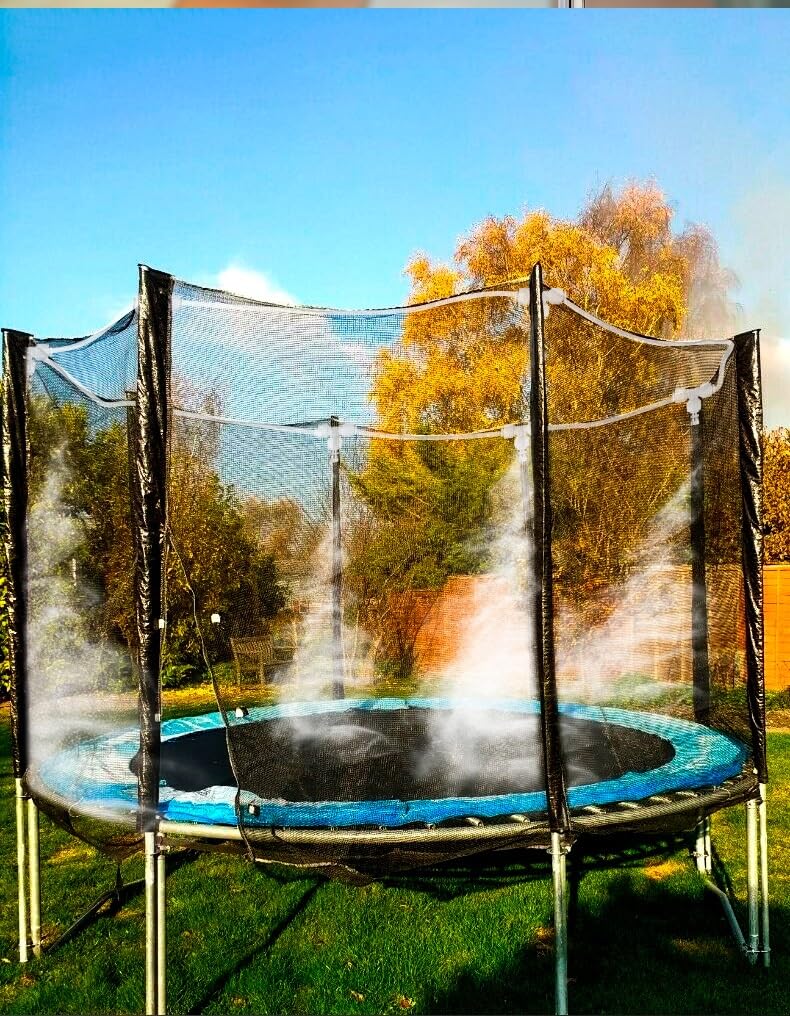 OVARIA Misting Cooling System, Outdoor Misting System, 32.8 FT Misting Line+8 Mist Nozzles+3/4""Brass Adapter, Patio Mister System for Patio Garden Trampoline Greenhouse