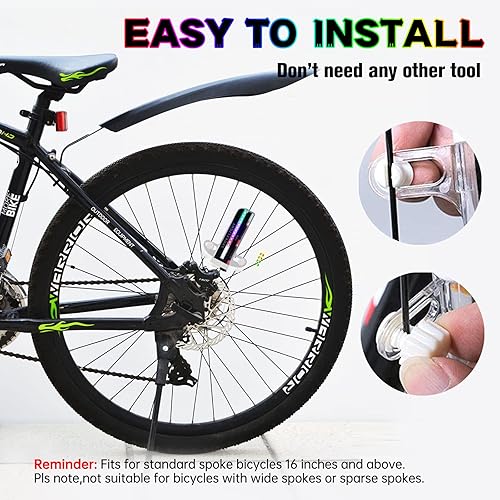 Miniatura 4 de Luces de rueda de bicicleta, luces de rueda de bicicleta para conducción nocturna, luz de radios de bicicleta, accesorios de bicicleta, 32 LED, 32