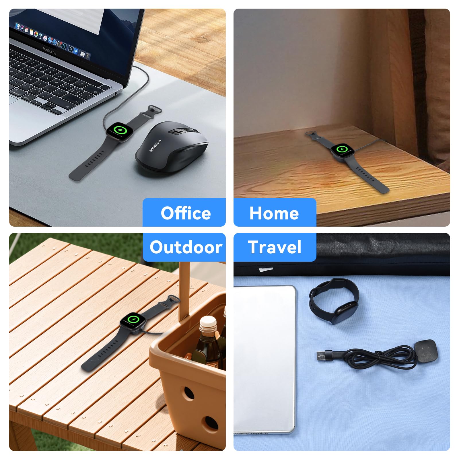 aceyoon 2 sztuki USB C kabel do ładowania Fitbit Versa 3 / Versa 4 / Sense/Sense 2, 1,2 m, magnetyczna ładowarka do Google Pixel Watch 2 3 z 2 adapterami USB