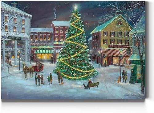 Renditions Gallery Village Square Wall Art, Charming Christmas Village, Idyllic 