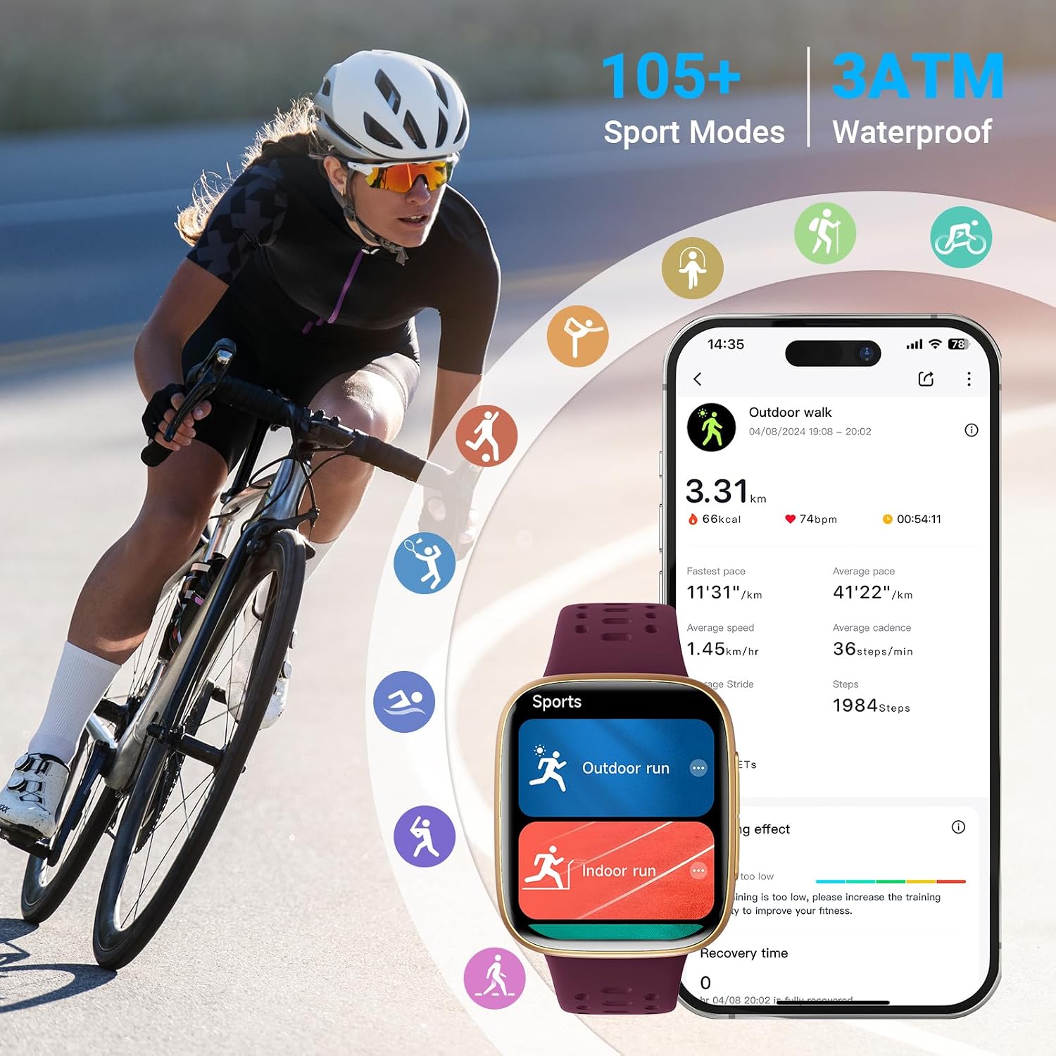 Smart Watches for Women/Men Android iPhone, [1.85" AMOLED Screen] Smartwatch Fitness Tracker 3ATM Waterproof with Bluetooth Calls, AI Control, Heart Rate/SpO2/Sleep Monitor, 7 Days Battery image 4