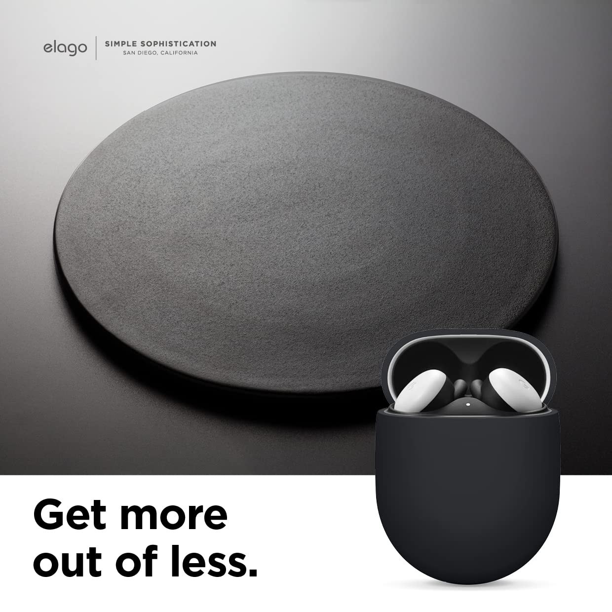 elago Silicone Case Designed for Pixel Buds A-Series (2021), Google Pixel Buds 2 (2020), Shockproof Protective Silicone Case Cover, Supports Wireless Charging [Black]