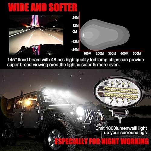 Vista 11 de Ourbest luces de trabajo de tractor, 6 pulgadas ovalada led luz de conducción proyector para Pickup luces todoterreno luces antiniebla camión