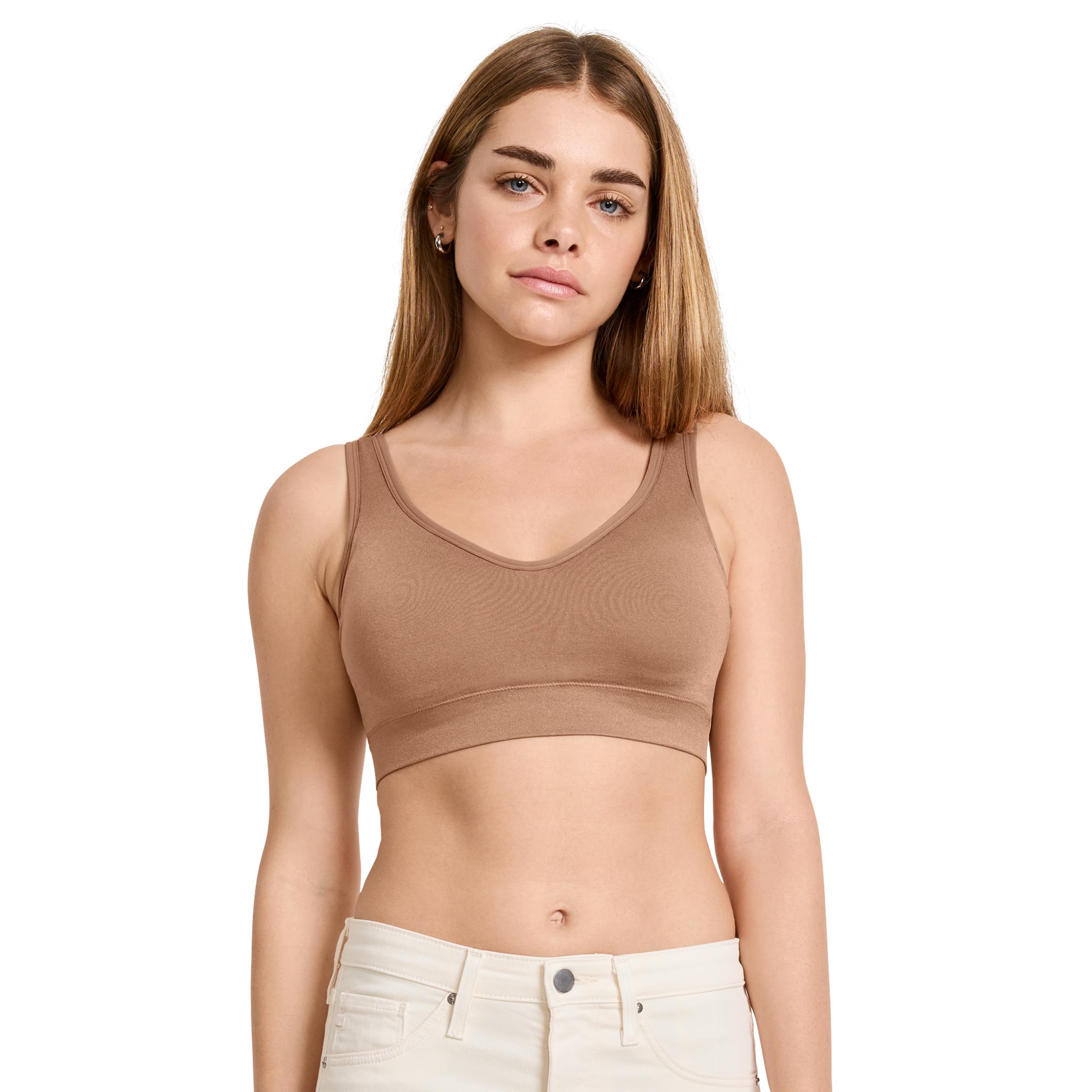 Jockey Women's Bra Seamfree Back Smoothing Bralette, Almond, XL