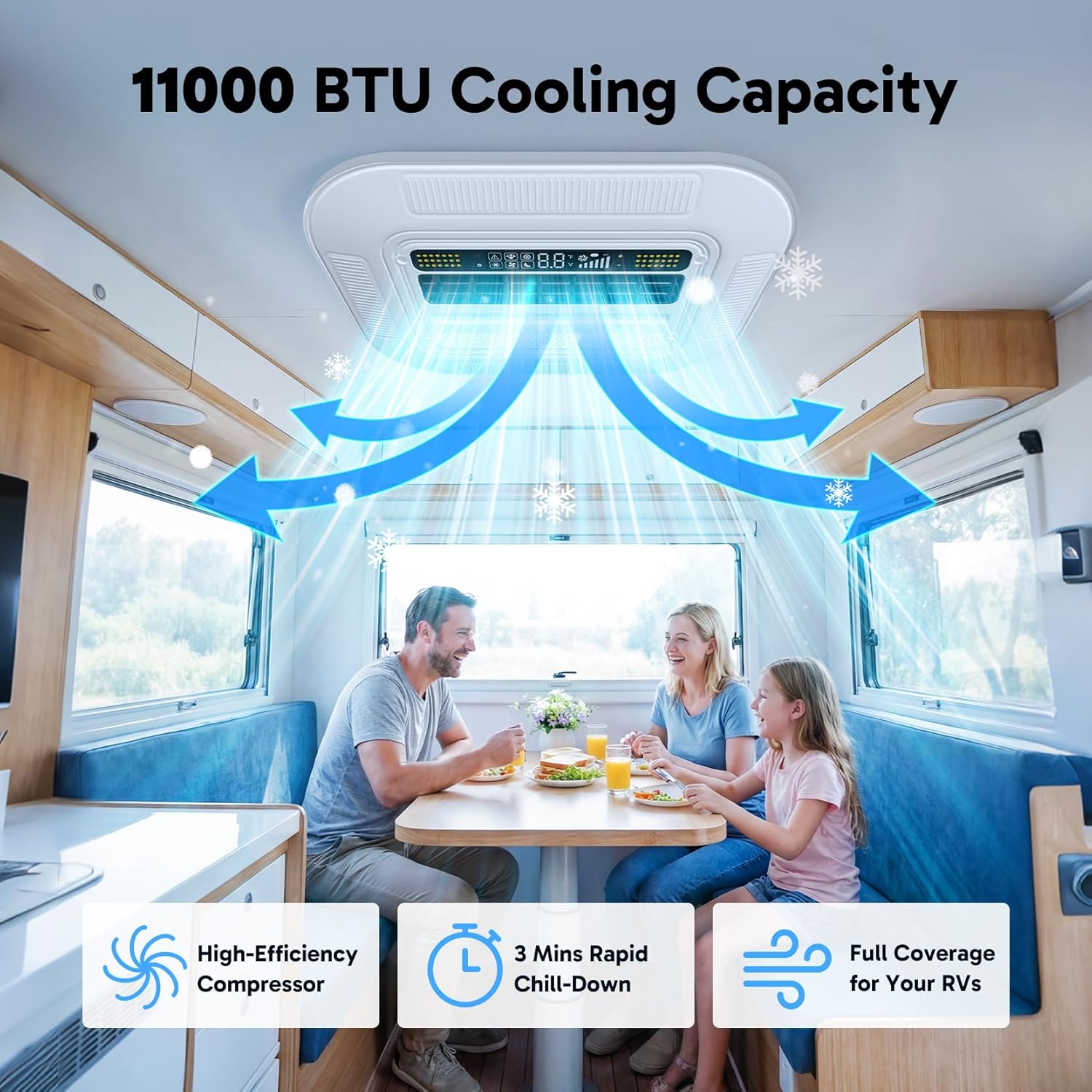 12V RV Air Conditioner | 11000 BTU Ultra-Low Power Draw | 43LBS Mini 1-Person DIY Install | Quiet 12 Volt DC Battery Powered Camper AC Unit for Off-Grid Camping, Vans, Trucks, Trailers (Cool Only)