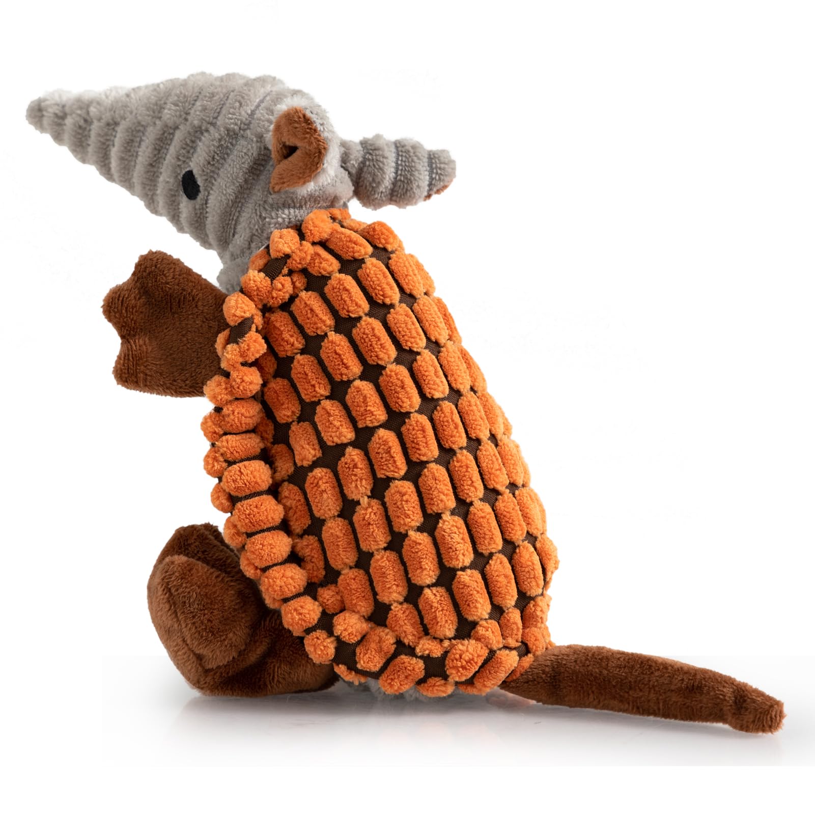 Hollypet Plush Dog Squeaky Toy Stuffed Armadillo Animal Pet Puppy Chew Toys with Clean Teeth for Small Medium Large All Breed Sizes Dogs, Tangerine, 8
