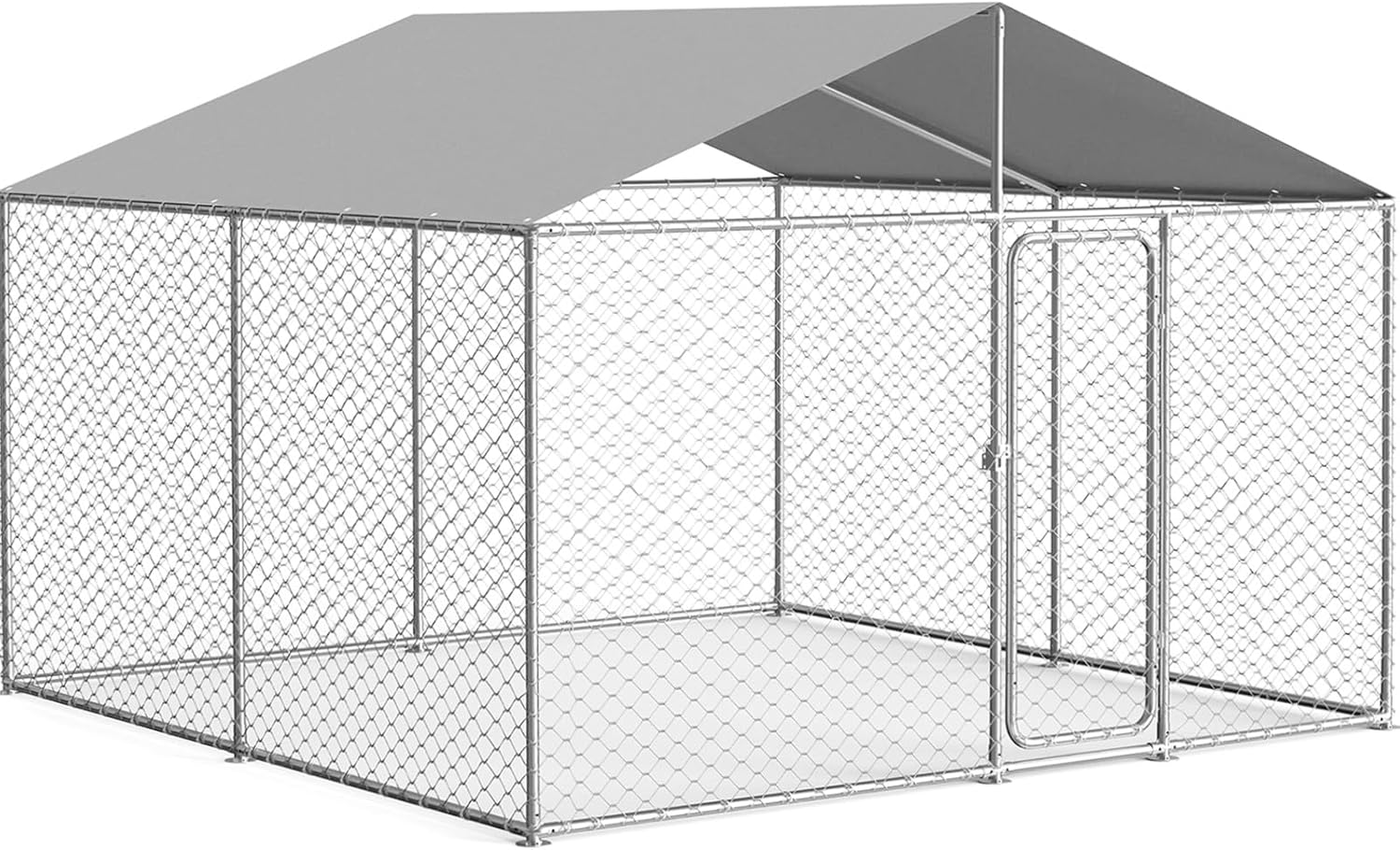 10'x10' Extra Large Outdoor Dog Kennel Outside, Heavy Duty Dog Enclosure with Security Lock and Waterproof Cover, Galvanized Wire Mesh Dog Cage for Large Dogs