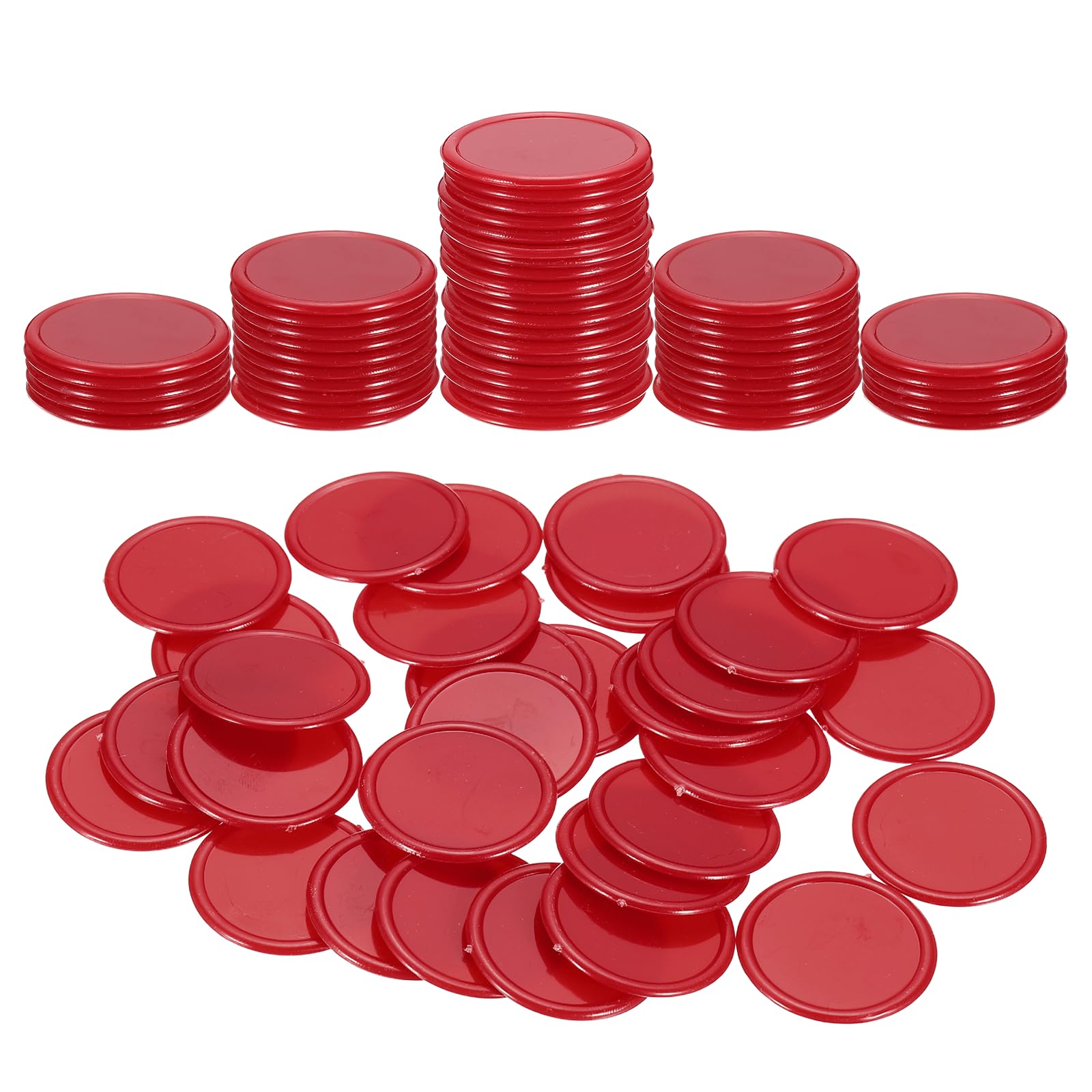 sourcing map 100Pcs 1.2 Inch Plastic Poker Chips, Mini Bingo Chips Learning Counters Counting Counters Disks Markers Opaque Game Tokens for Game Play Math Counting, Red — image 1