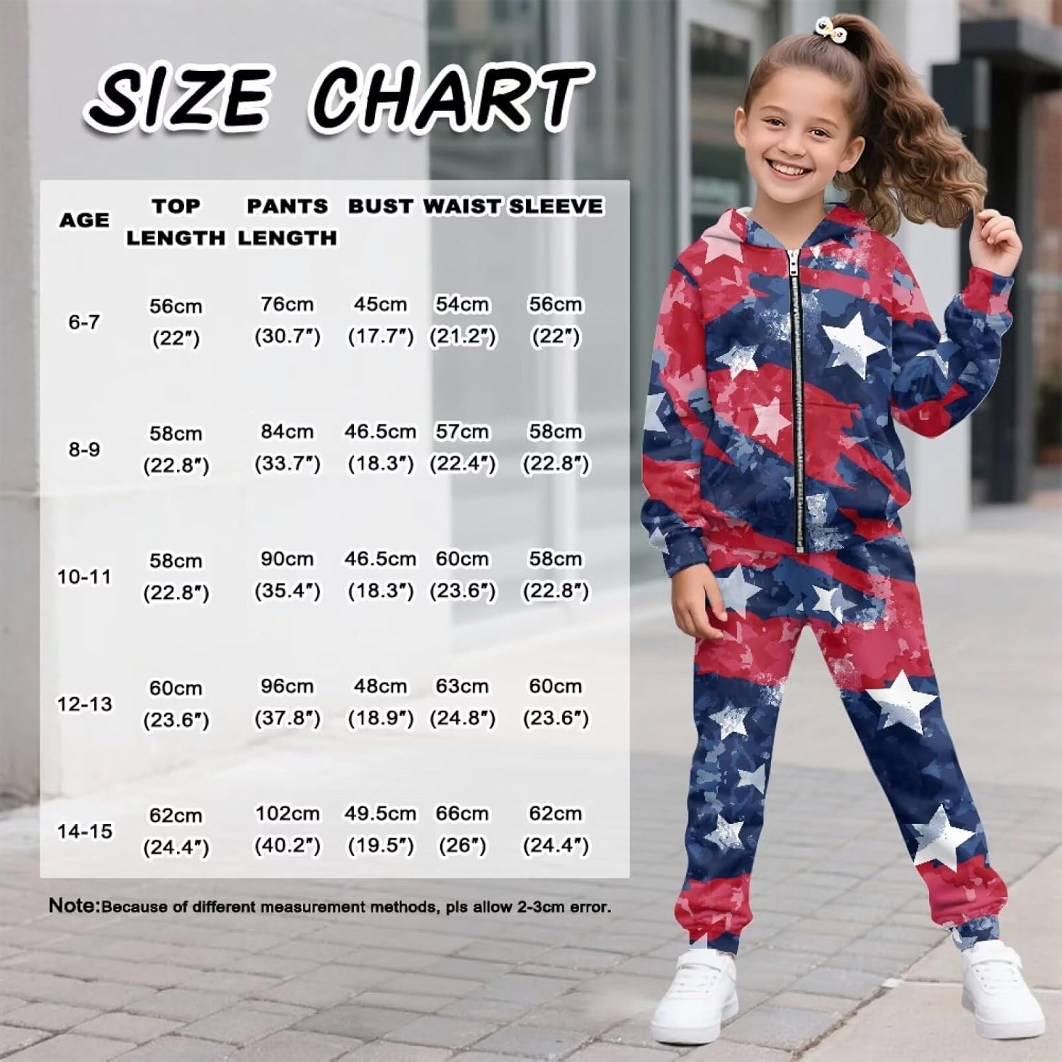 2 Piece Girls Sweat Suit Long Sleeve Track Suit Zip Up Hoodie Sweatshirts and Sweatpants with Pockets Jogger Set