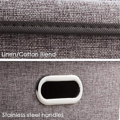 Miniatura 5 de Paquete de 3 contenedores de almacenamiento plegables con tapa. Contenedores de almacenamiento plegables para estantes, armario, dormitorio de