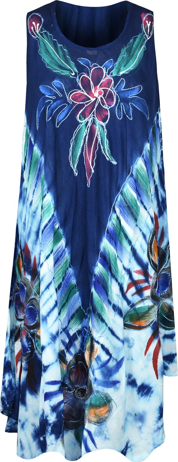 Womens Ladies Umbrella Cut Dress Sleeveless Floral Top Tie Dye Fit for 10-24