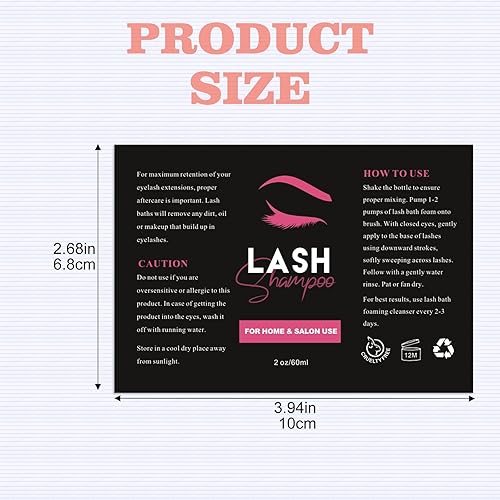 Miniatura 10 de 50 etiquetas adhesivas para champú de pestañas para botella, calcomanías de extensión de pestañas para bomba de espuma, botellas, pestañas de baño,