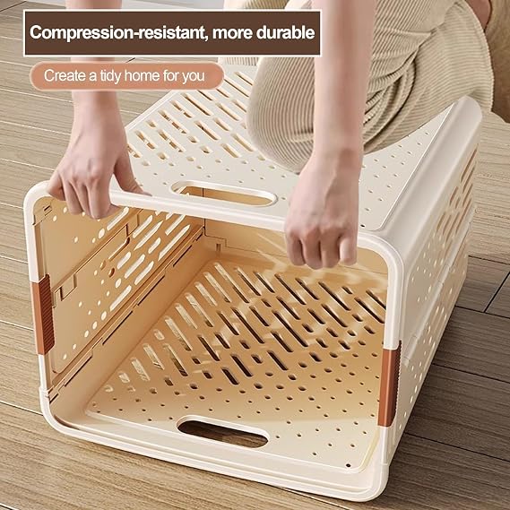 Laundry Basket Household Foldable Large Capacity, Laundry Cart with Wheels and Handles, Versatile Portable Storage Basket, for Laundry Bathroom(Beige,36.7cm/14.4in)