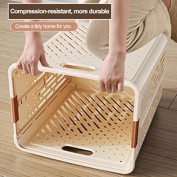 Laundry Basket Household Foldable Large Capacity, Laundry Cart with Wheels and Handles, Versatile Portable Storage Basket, for Laundry Bathroom(Beige,36.7cm/14.4in)
