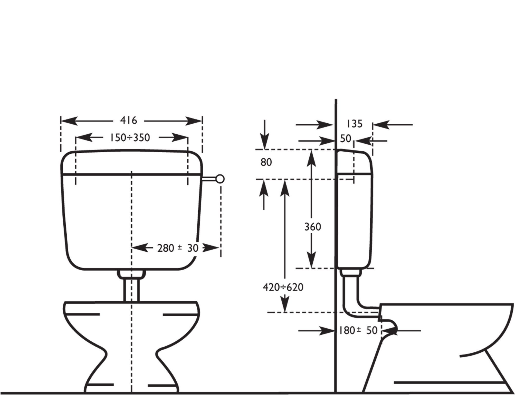 Negrari 1000G2 Europa 2 Cassetta WC a Zaino, ABS, Bianco, Capacità 9 Litri