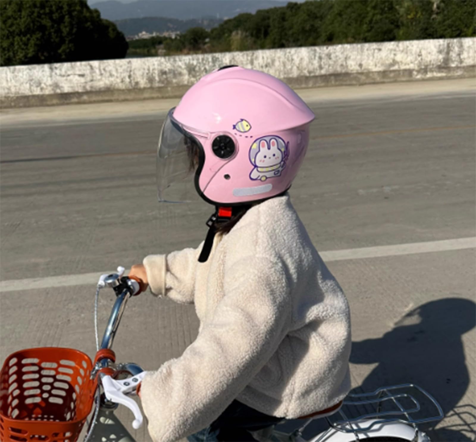 Casco de Motocicleta 3/4 para niños con Visera de 2 a 10 años Casco Abierto para niños y niñas Cascos Retro para ciclomotores eléctricos ATV Homologados ECE A,45-55cm
