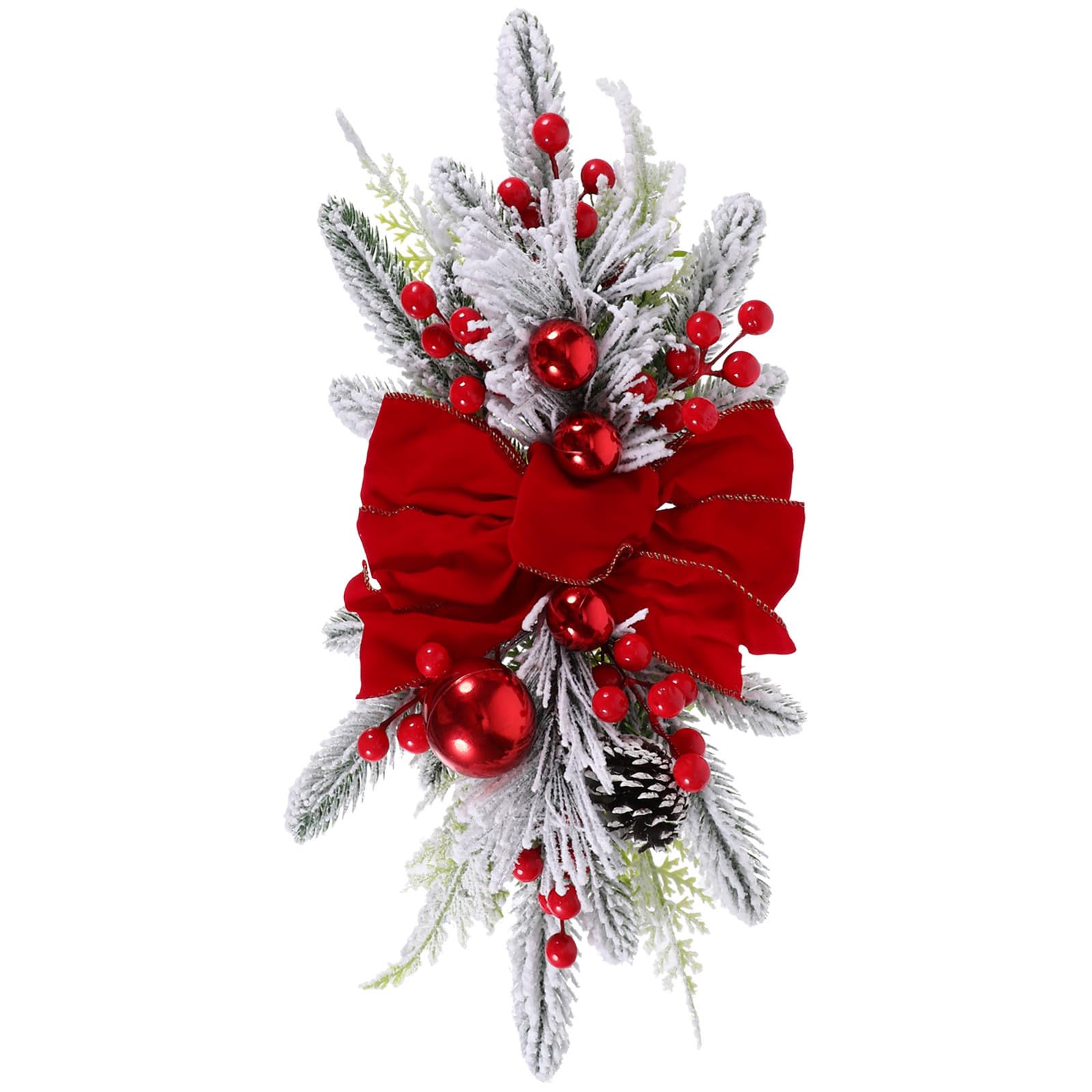 VOSAREA Couronne Lumineuse de Noël Rouge 45x20 Cm en Plastique et Tissu, à Suspendre Décorative Lumineuse pour Porte D'entrée, Style Nordique Délicat