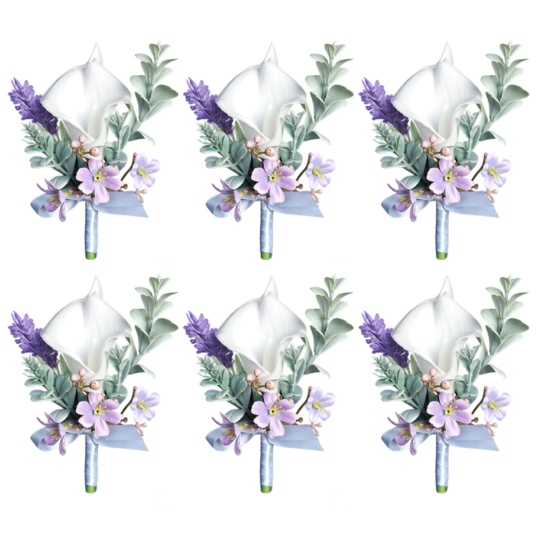 Fertnouk Calla Lily, 6pcs Artificial Boutonniere, White