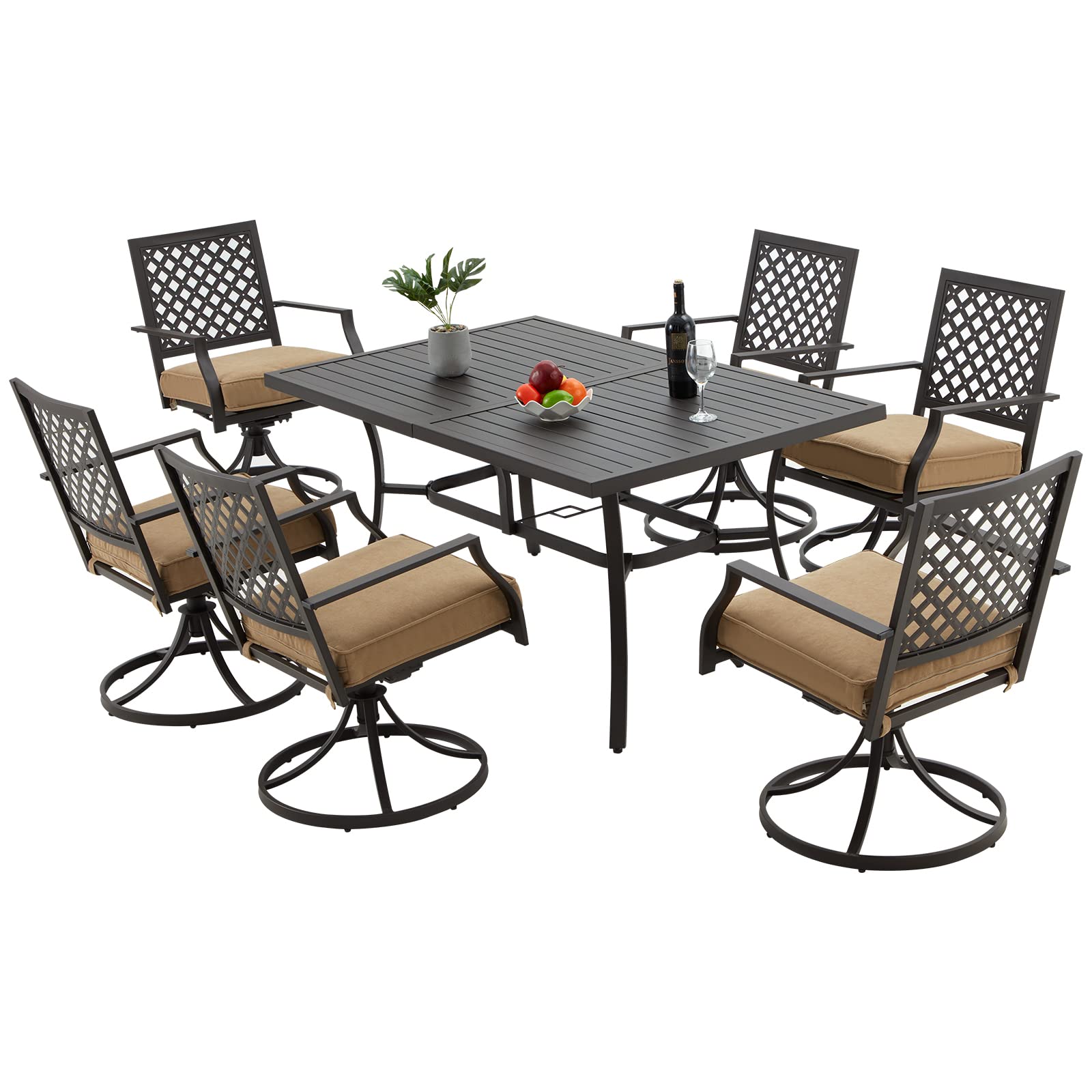Buy RICHRYCE Patio Dining Set 7 Pieces Outdoor Metal Furniture Set, 6 x