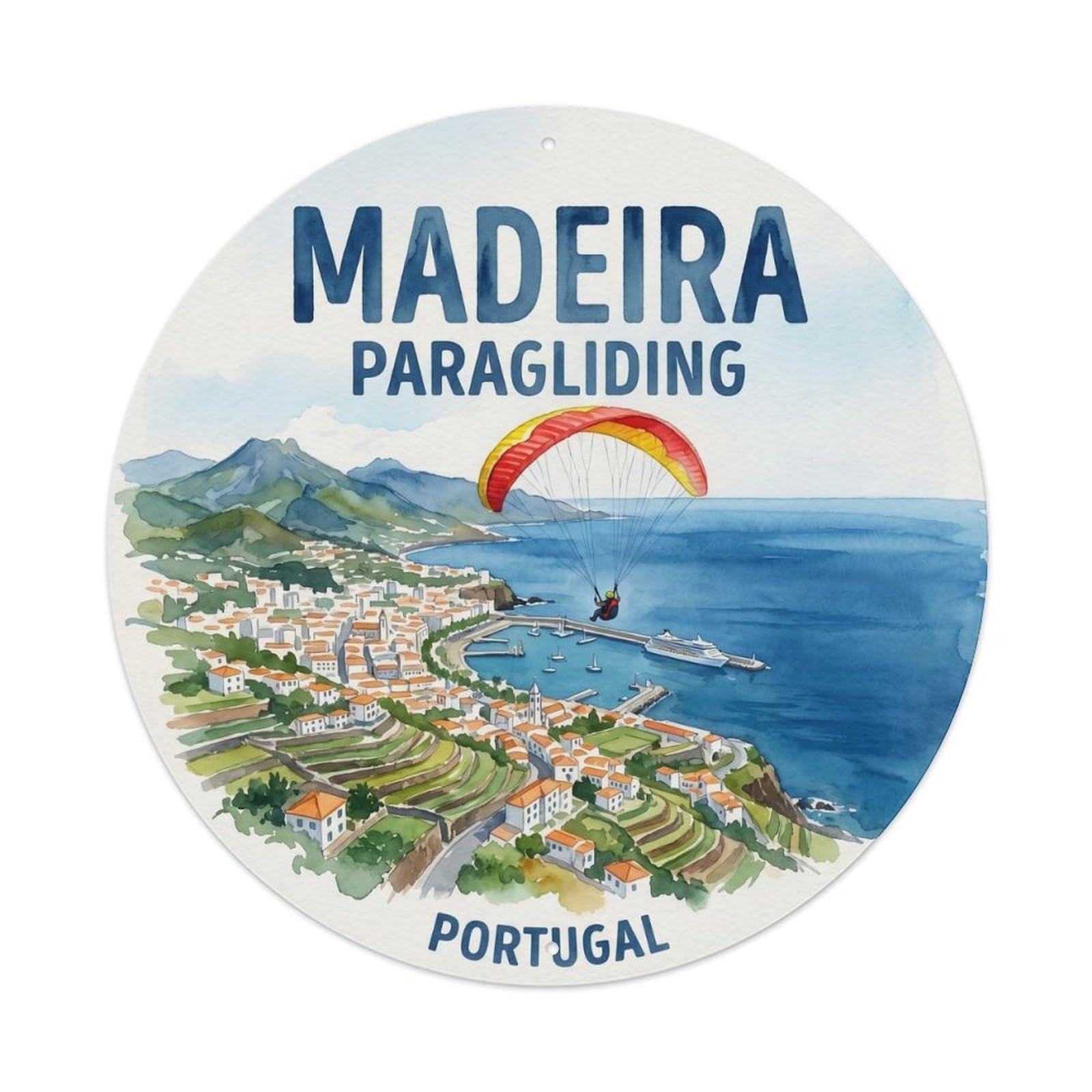 Olhnbad Style Portugal Madeira Paragliding Portuguese Heritage Metal Tin Sign