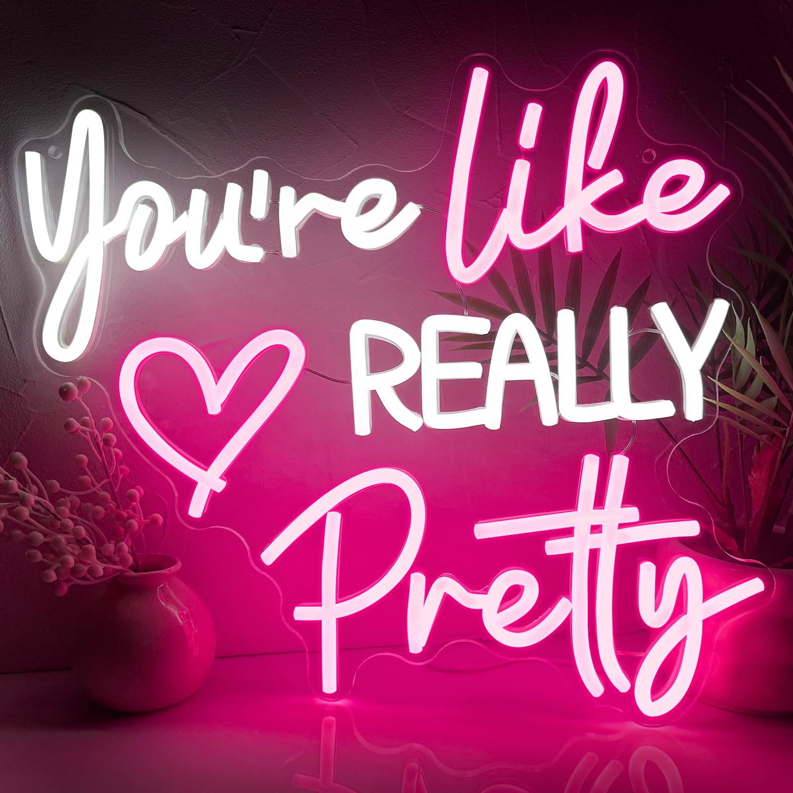 Your Like Really Pretty neonowy znak do dekoracji ścian, różowy wystrój pokoju znak LED na ścianę sypialni, neonowe światło ze ściemniaczem, różowa dekoracja ścienna zasilana przez USB z