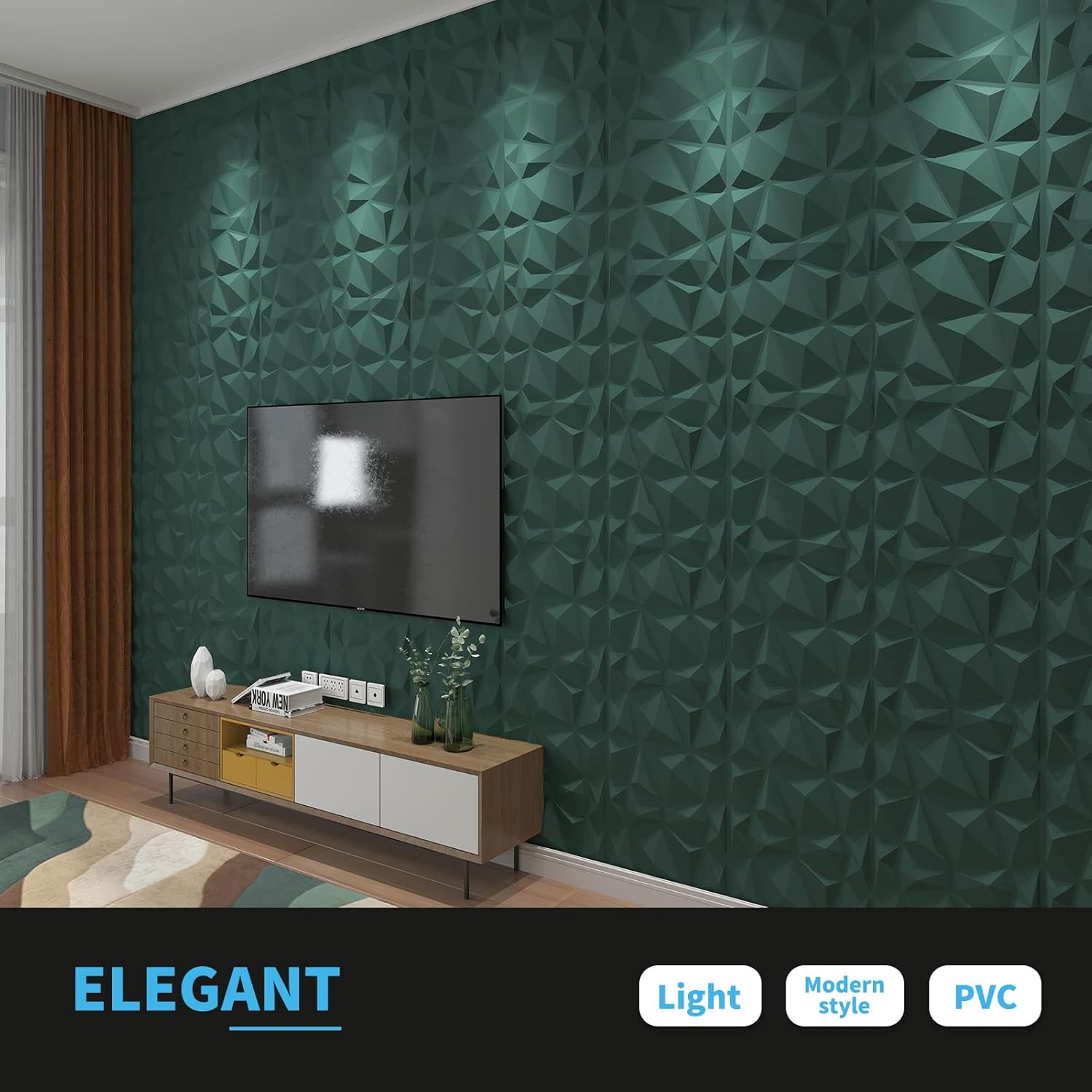 Art3d Textures 3D Wall Panels Army Green Diamond Design for Interior Wall Decor Pack of 12 Tiles 32 Sq Ft (PVC) : Tools & Home Improvement