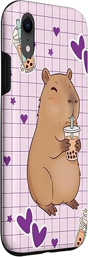 Miniatura 3 de Funda Kawaii Anime Capybara Beber Boba Bubble Tea Kids Girls para iPhone XR