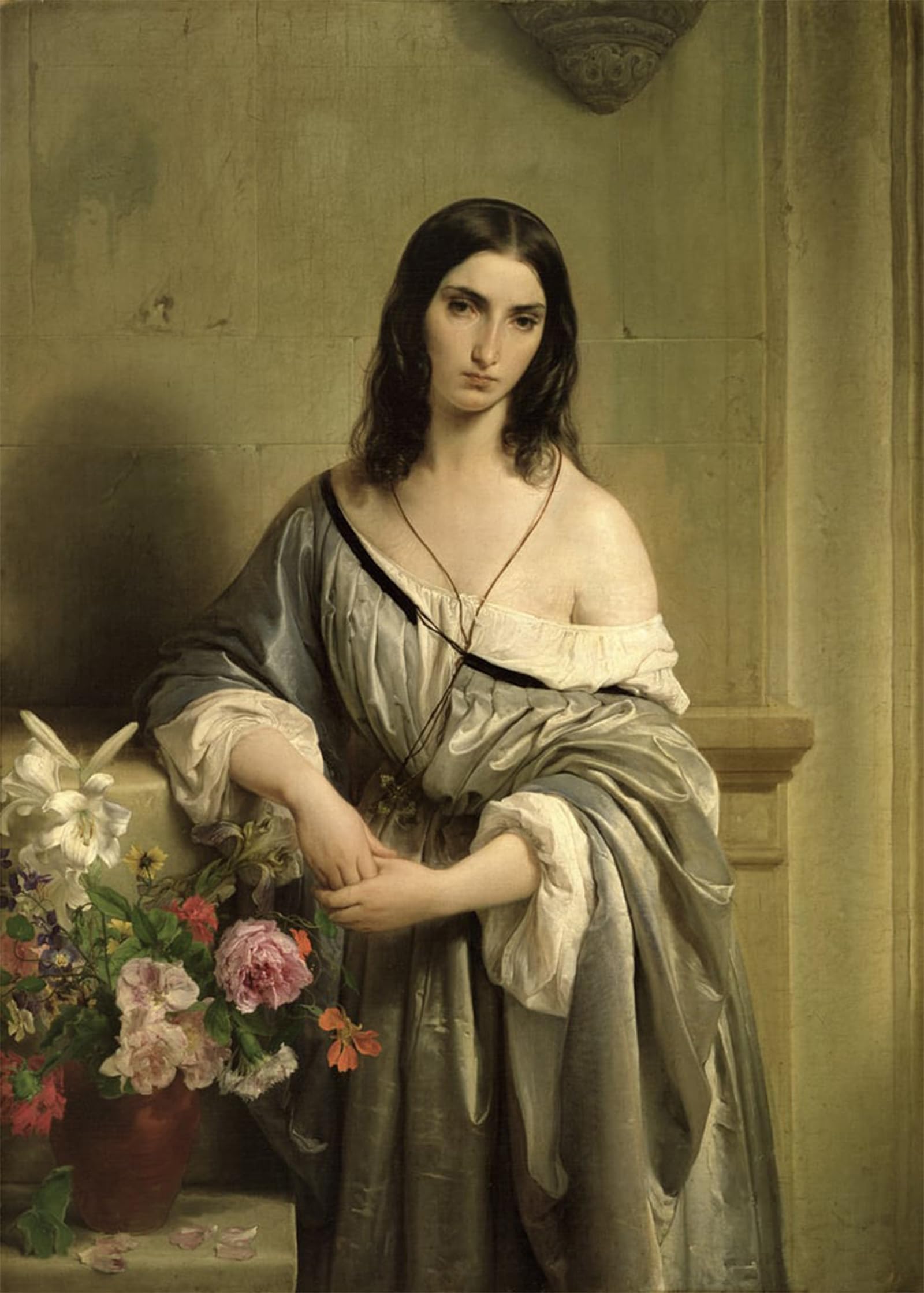 ARTXLXXBN Famous Painting Canvas Artwork Graffiti Print Melancholic Thoughts by Francesco Hayez Portrait Canvas Image for Home Decor 60x90cm