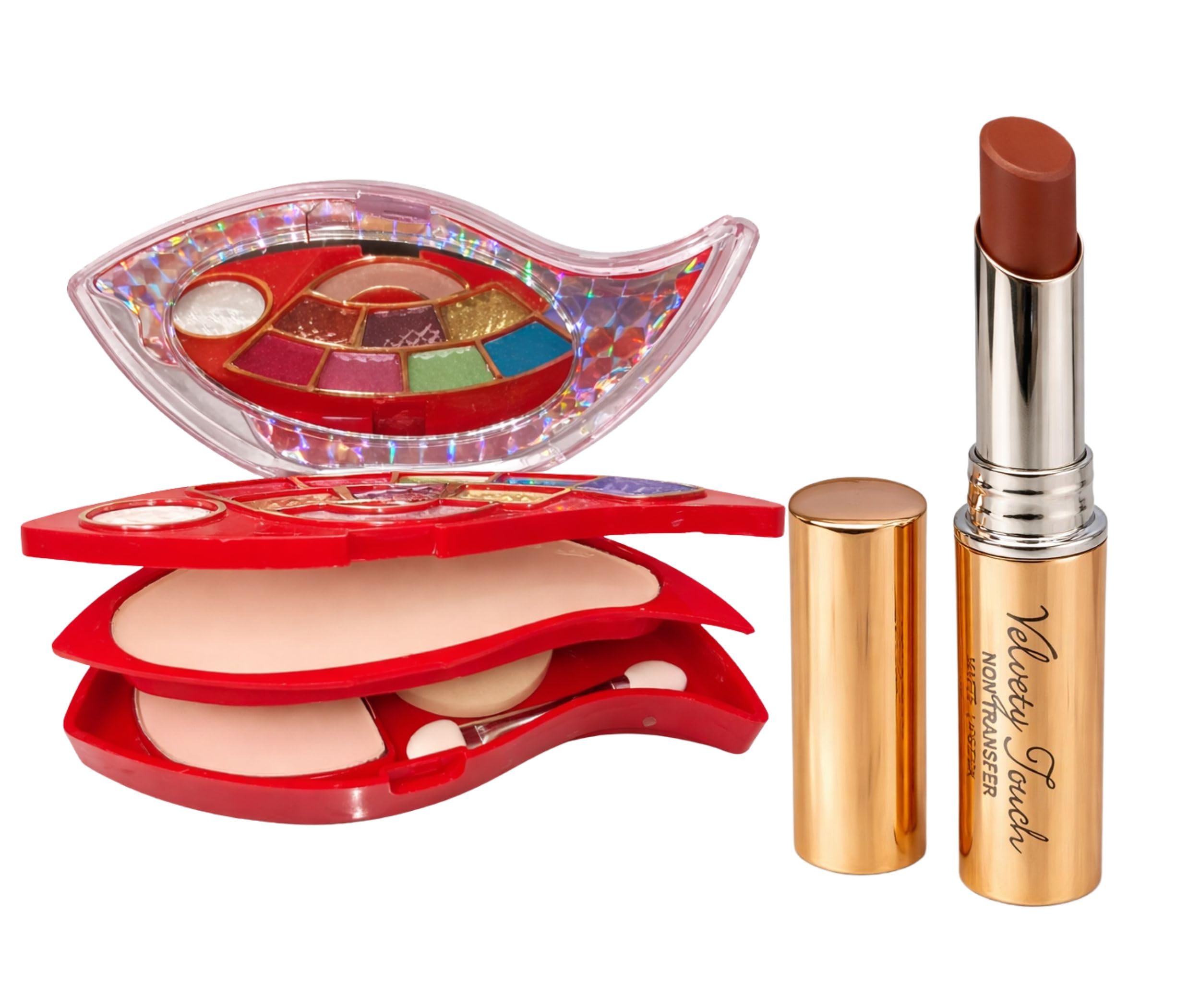 2-in-1 Complete Multi-Tier Makeup Vanity Box Combo Kit | Multi-Color Eyeshadow & Dual Compact Powder Palette with Velvety Touch Long-Lasting Non-Transfer Matte Lipstick-image-36