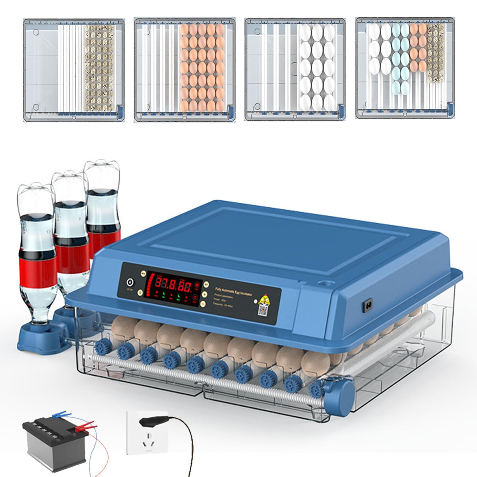 Incubadora de huevos para incubar, 64-300 huevos de giro y humidificación automáticos, para huevos de gallina, codorniz y pato