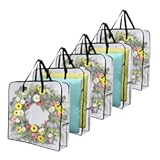 VENO 5 Pack Wreath Storage Bag&comma; Summer&comma; Christmas Decoration Garland Container&comma; 30 Inch Clear Door Wreath Organizers&comma; Moving Boxes&comma; Packing Supplies for College &lpar;Square - 5 Pack&rpar;