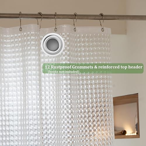 Miniatura 4 de Forro de cortina de ducha corta de 60 pulgadas de largo, forro de ducha corto transparente de EVA resistente con 3 imanes fuertes pesados, 100%