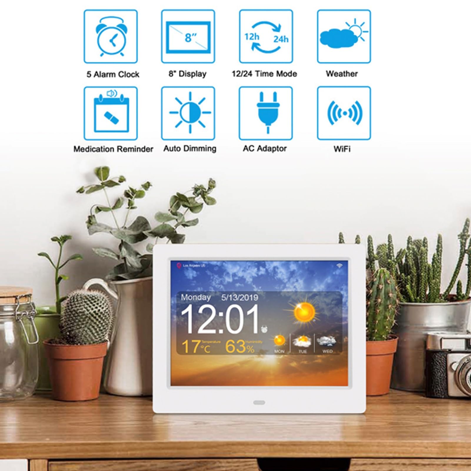 Amazon.co.jp: デジタルカレンダークロック 電子目覚まし時計 天気