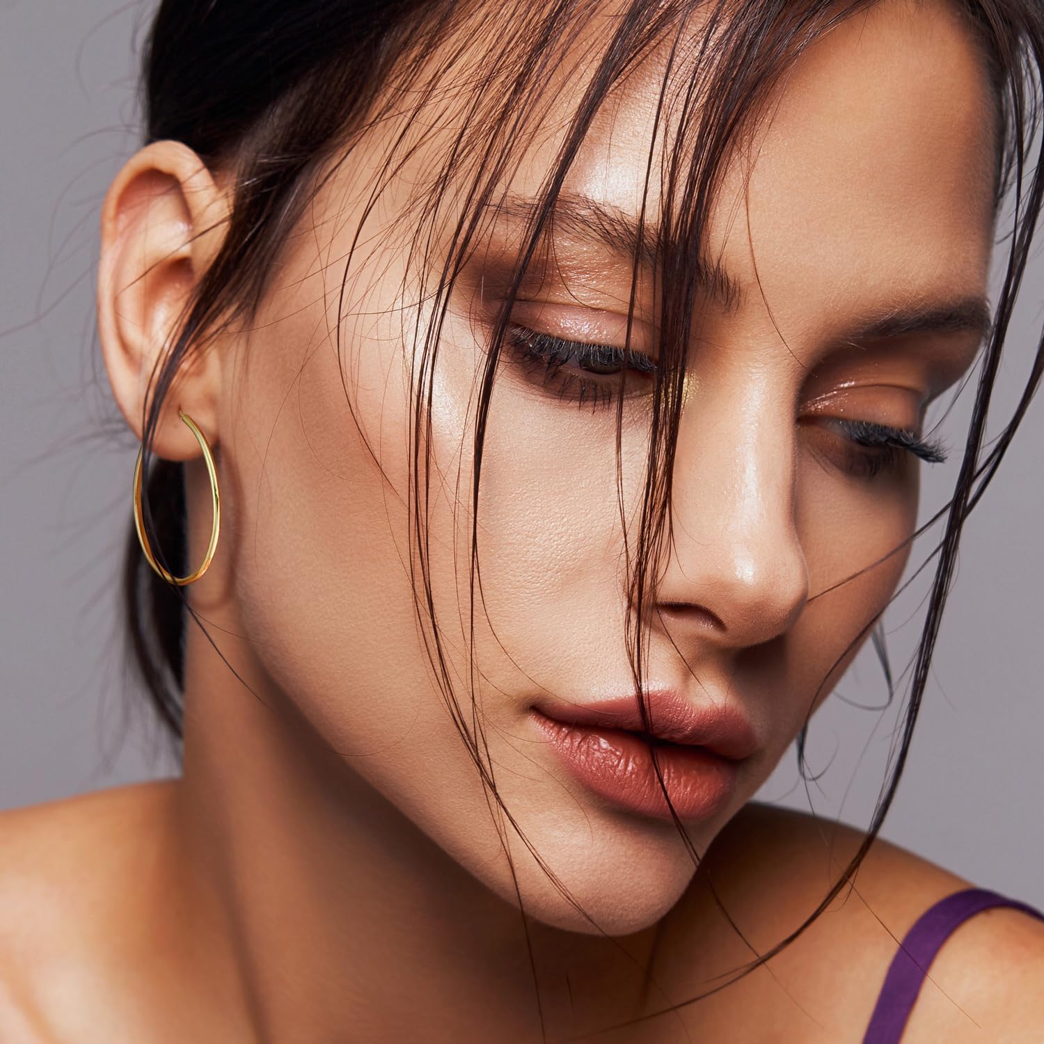 14K Gold Hoop Earrings Hypoallergenic Big Earring for Women Huge Earring for Women Lightweight Large Diameter Design Large Gold Hoop Earrings 40mm - Image 7